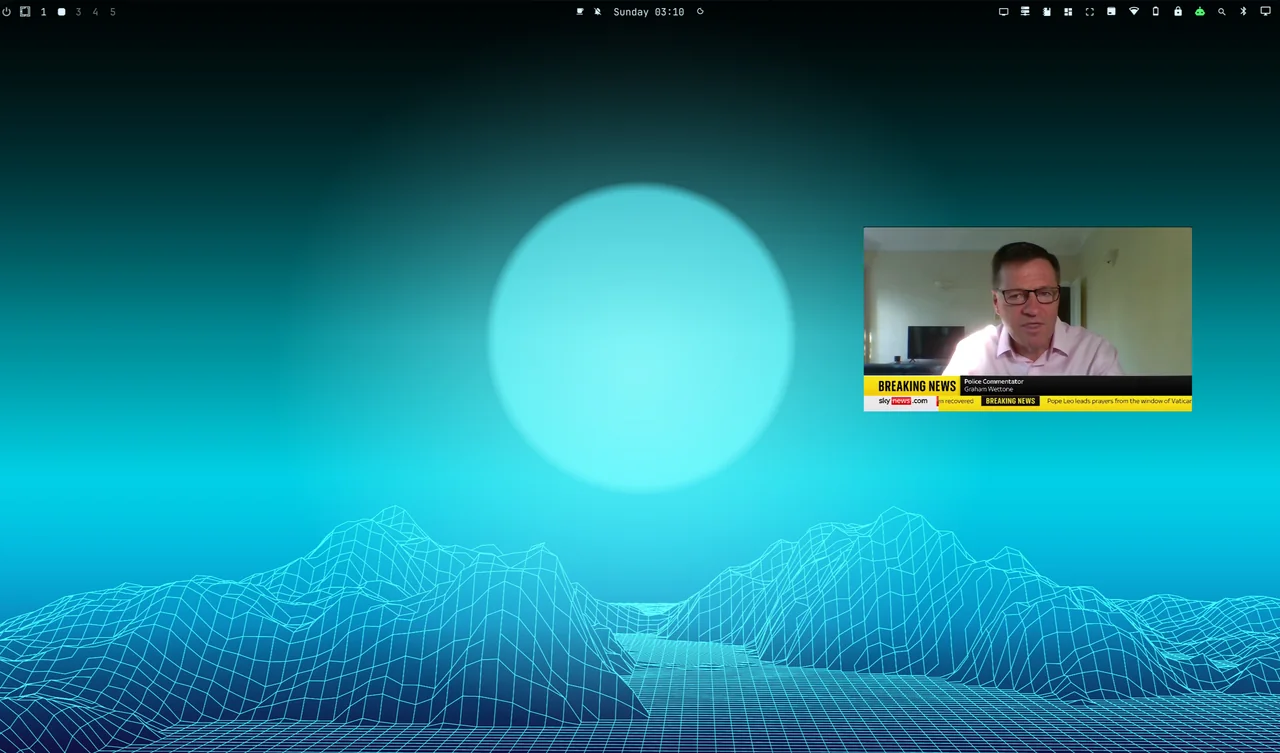 The mini player: Sky News in a small window on the desktop that stays on top while you work.